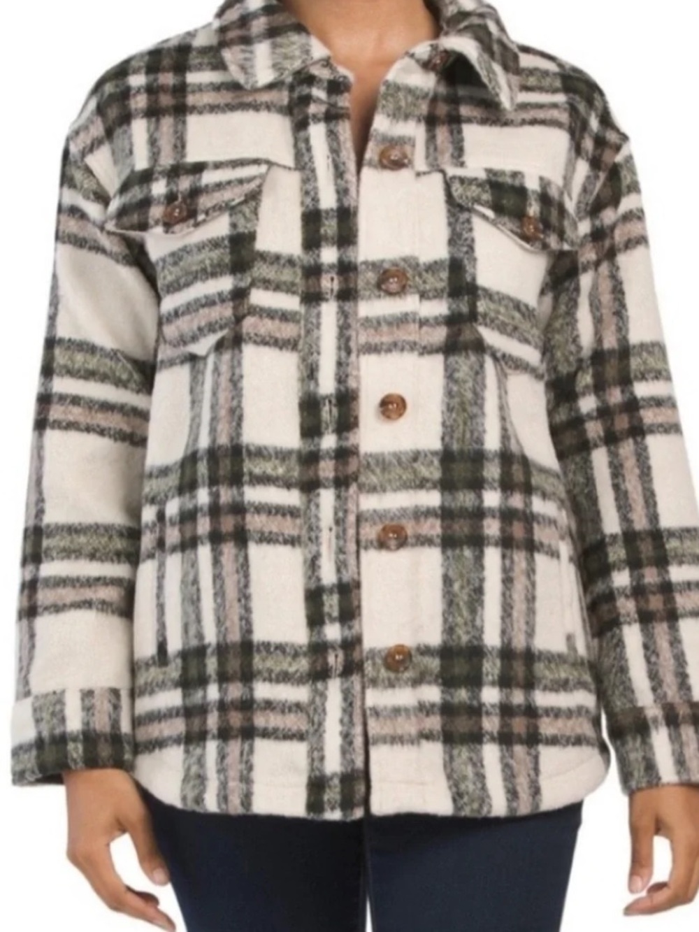 Avec Les Filles Plaid Shacket Button Down Shirt Jacket Size XS - Picture 3 of 9